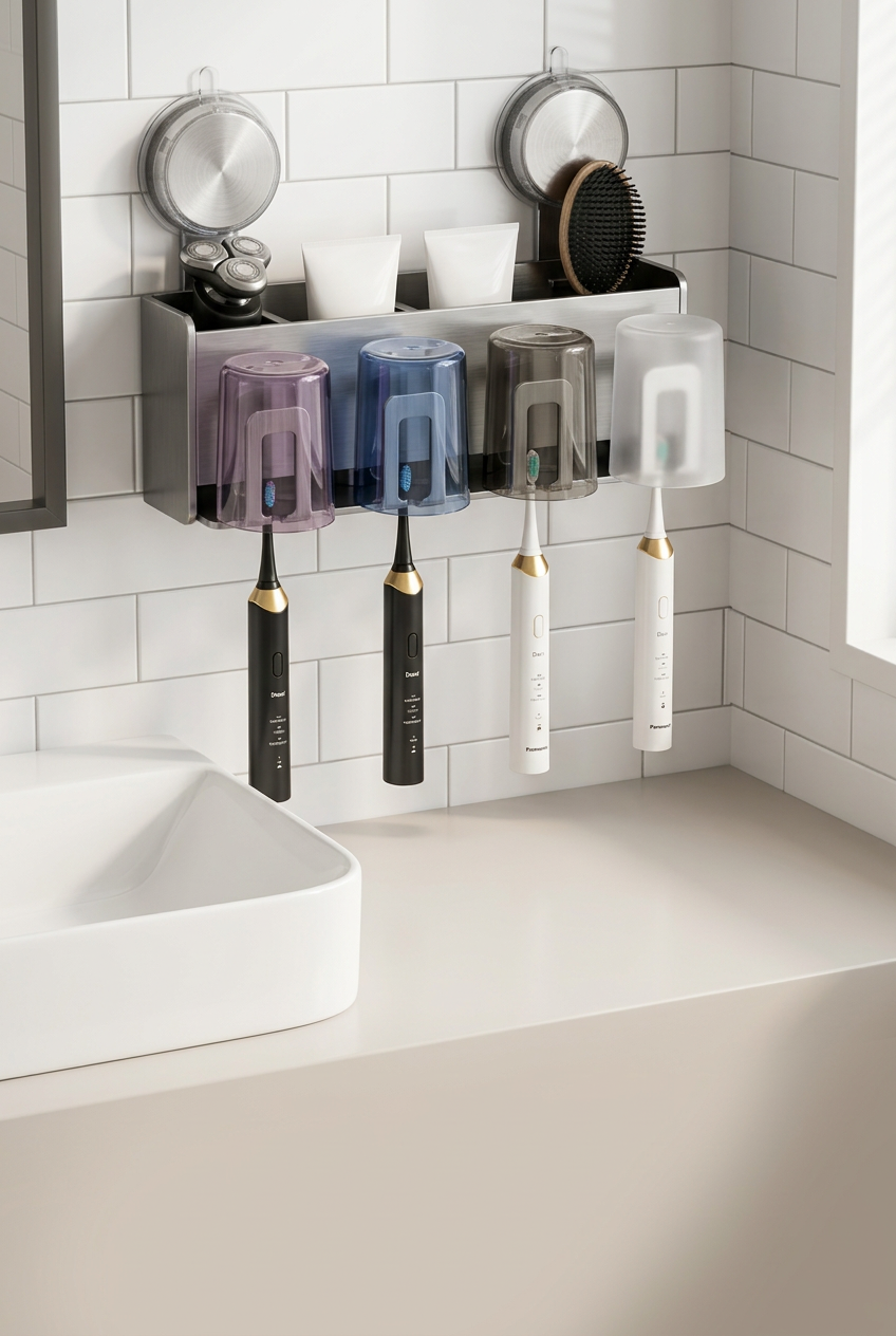 kept shelf mounted in a rental bathroom